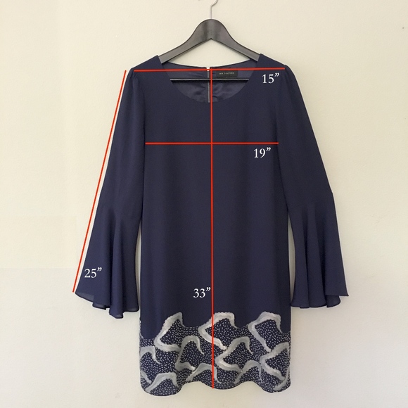 MM Couture Bell Sleeve Sequin Navy Dress - Small - Picture 5 of 6